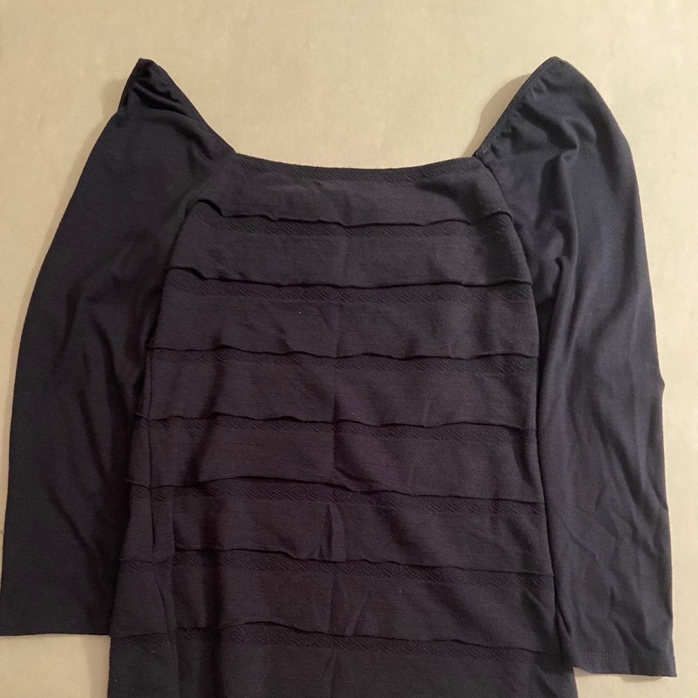 Navy Blue Off the shoulder ruffled long sleeve